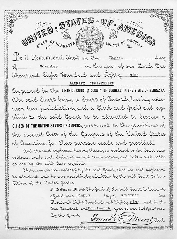 Naturalization Certificate