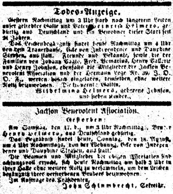 Death notice in the Tägliche Deutsche Zeitung.