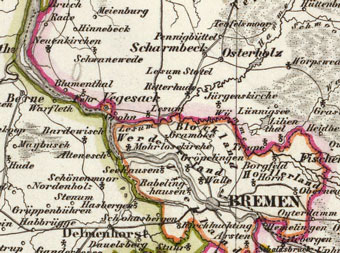 1856 map of Hannover, Braunschweig, Oldenburg