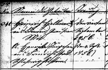 Detail from 1856 marriage record.