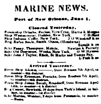 "Marine News" column in the New Orleans Bee.