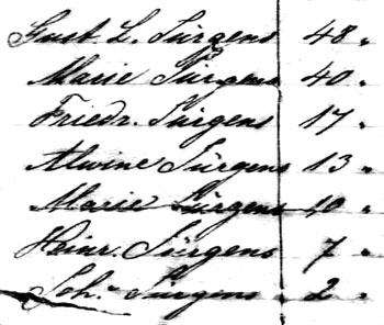 Detail from Adonis passenger list.