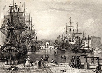 Scene of Le Havre harbor, 1841.