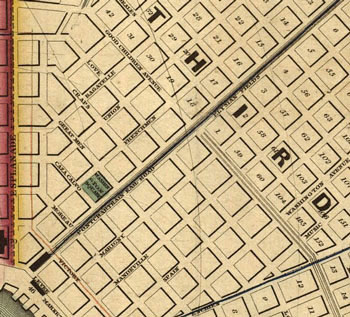 Detail from Norman's Map of New Orleans, 1845.