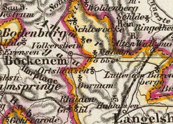 Detail from 1856 map of Hannover, Braunschweig, Oldenburg.