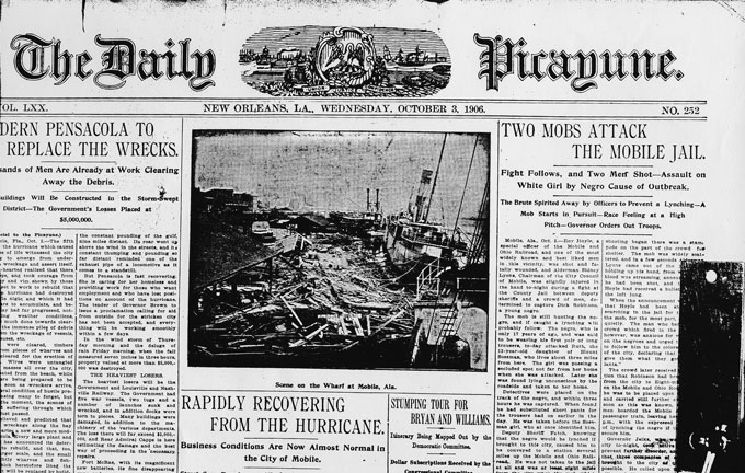 First page of The Daily Picayune, 3 October 1906.