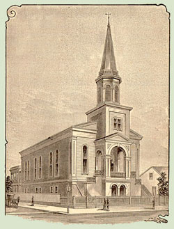 St. Paul Lutheran Church as it appeared from 1860 to 1889.