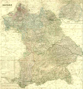 1830 map of "Das Königreich Bayern" (the Kingdom of Bavaria).