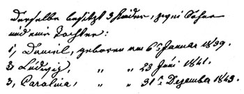 Detail from Leonhard family emigration record.