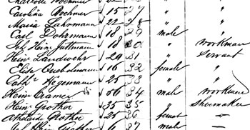 Detail of passenger list from ship Arracan.