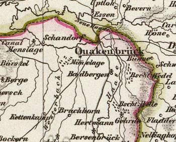 Detail from 1856 map of Hannover, Braunschweig, Oldenburg.