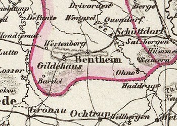 Detail from 1856 map of Hannover, Braunschweig, Oldenburg.