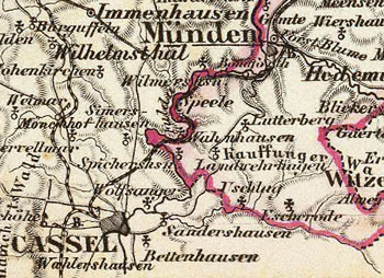 Detail from 1856 map of Hannover, Braunschweig, Oldenburg.