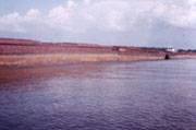 Towboat pushing barges